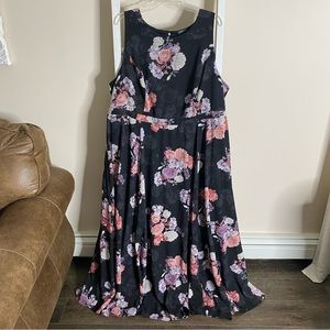 Torrid black floral georgette maxi dress. Size 24.